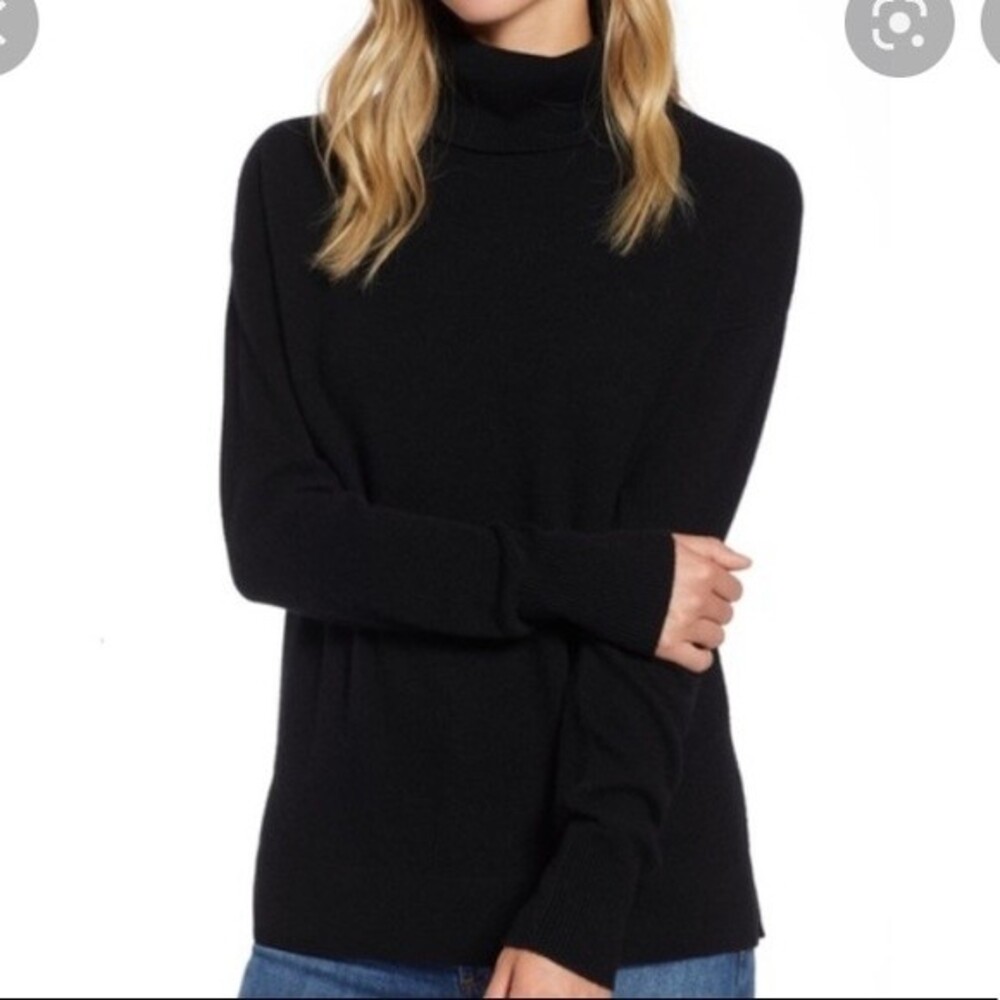 Halogen Wool & Cashmere Blend Long Sleeve Turtleneck Knit Sweater M